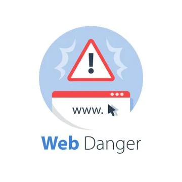 Online danger alert, internet security, fraud website Illustrazione stock