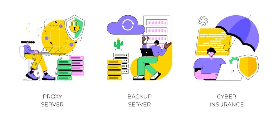 Online data access and security abstract concept vector illustrations. Stock Illustration