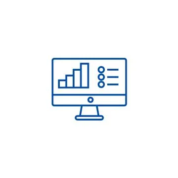Online data analysis report line icon concept. Online data analysis report flat Stock Illustration