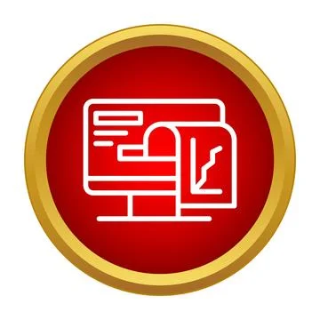 Online data analyzing on computer monitor icon Stock Illustration