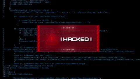 Online Data Breach. HACKED Hacker News. Network DDOS Cyber Crime Digital Stock Footage 247115542
