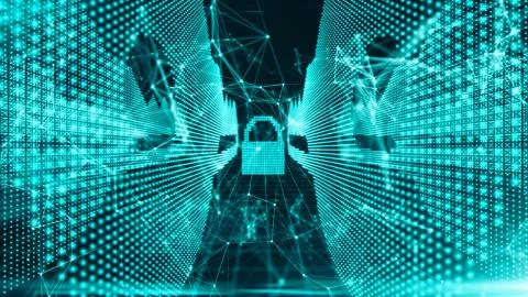 Online data encryption using blockchain to protect information technology Illustrazione stock