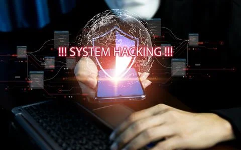 Online Data Protection Concept, Data Hacking Protection Stock Photos
