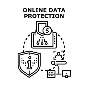 Online data protection digital privacy security concept Stock Illustration