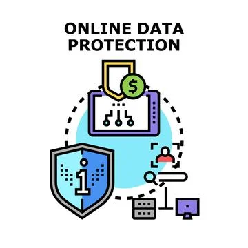 Online data protection digital privacy security concept Stock Illustration