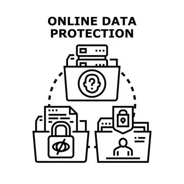 Online data protection securing personal digital information privacy Stock Illustration