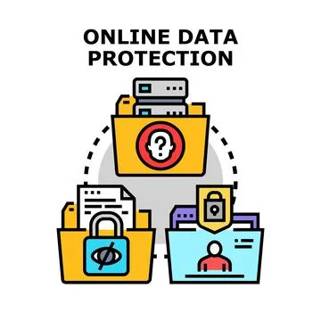 Online data protection securing personal digital information privacy Stock Illustration