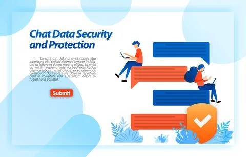 Online data security and Protection chat with an internet security system to  Stock Illustration
