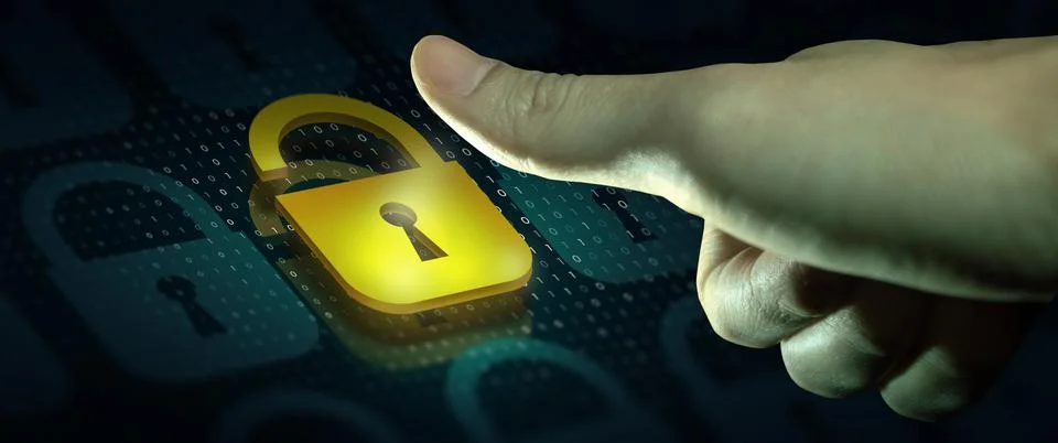 Online data security system and network cyber security technology. Stock Photos