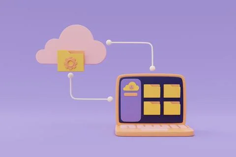 Online data storage for business network concept, uploading document file dat Stock Illustration