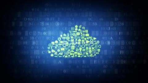 Online data storage Storing information in the cloud Illustrazione stock