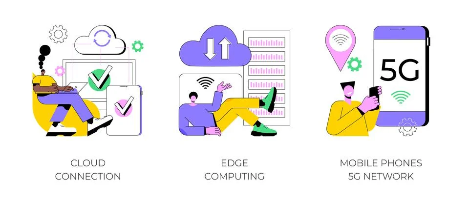 Online data transfer abstract concept vector illustrations. Stock Illustration