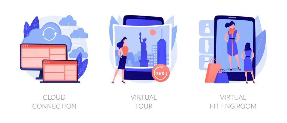 Online data transfer and virtual experience abstract concept vector Stock Illustration