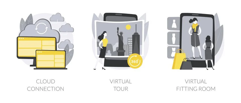 Online data transfer and virtual experience abstract concept vector Stock Illustration