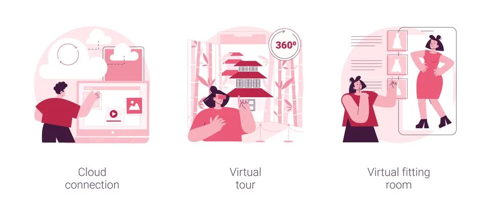 Online data transfer and virtual experience abstract concept vector Stock Illustration