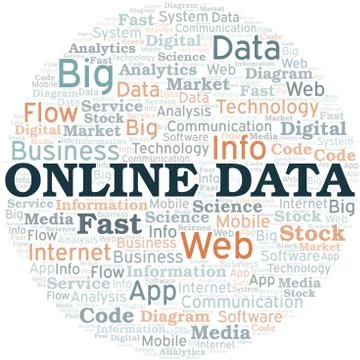 Online Data vector word cloud, made with text only. イラスト素材