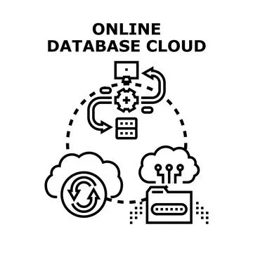 Online database cloud computing network technology concept Stock Illustration