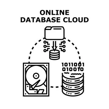 Online database cloud computing network storage concept Stock Illustration