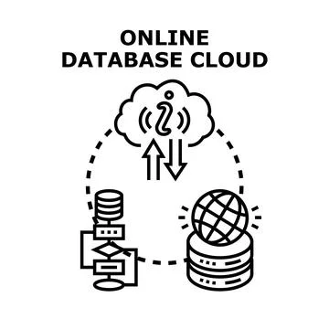 Online database cloud computing network technology concept Illustrazione stock