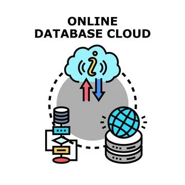 Online database cloud computing network technology concept Stockillustratie