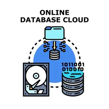 Online database cloud computing network storage concept Stock Illustration