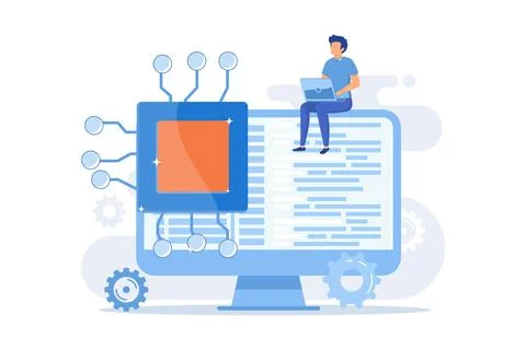 Online database, cloud disk. Data storage, information base, computer appli.. Stock Illustration