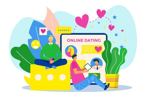 Online date at mobile application, vector illustration, love couple man woman Illustrazione stock