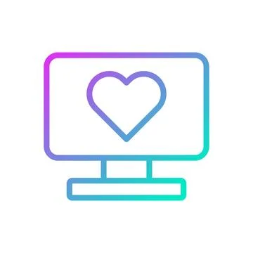 Online Dating App on Computer Screen Gradient Stock Illustration
