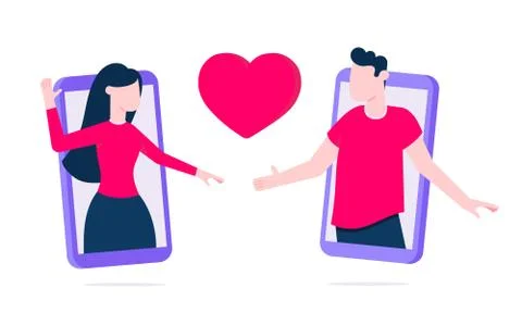 Online dating app concept flat style design vector illustration isolated on Illustrazione stock