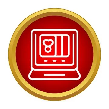 Online dating application profile appearing on laptop screen Stock Illustration