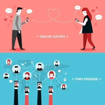 Online dating flat design Stock Illustration