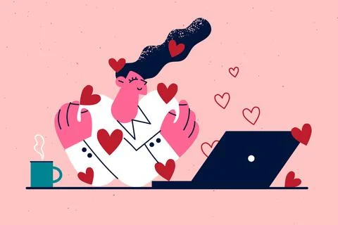 Online dating, love, romance concept Stock Illustration