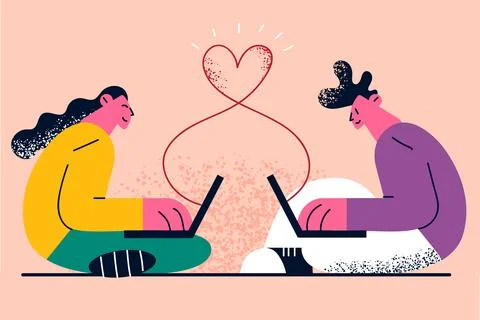 Online dating, remote communication, technology concept Stock Illustration