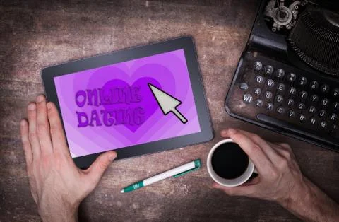 Online dating on a tablet Stock Illustration