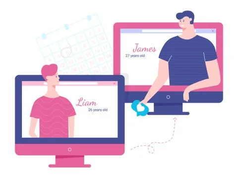 Online dating through the Internet. Stock Illustration