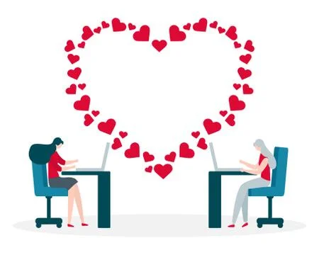 Online dating Virtual relationship and love People Stock Illustration
