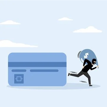 Online debit card hacking, online hacking or financial robbery. Stock Illustration
