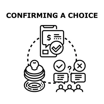 Online decision making process with digital confirmation Stock Illustration