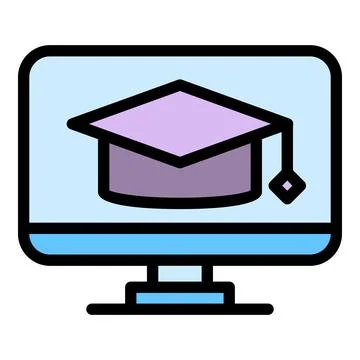Online degree course icon vector flat Stockillustratie