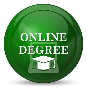 Online degree icon. Internet button on white background.. Stock Illustration