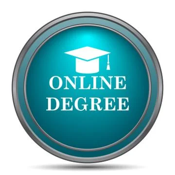 Online degree icon. Internet button on white background.. 스톡 일러스트