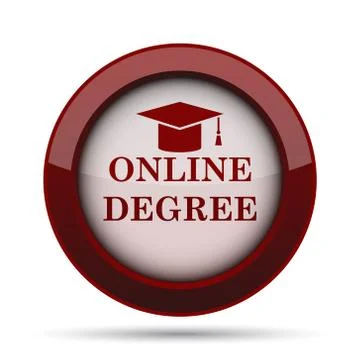 Online degree icon. Internet button on white background. . Stock Illustration