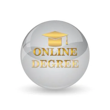 Online degree icon. Internet button on white background. . Stock Illustration