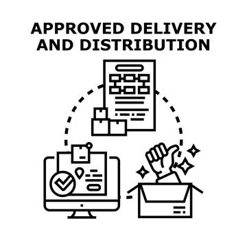 Online delivery and distribution process approval strategy Illustrazione stock