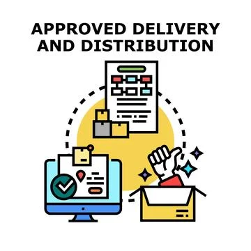 Online delivery and distribution process approval strategy イラスト素材