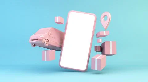 Online delivery concept 3d rendering Illustrazione stock