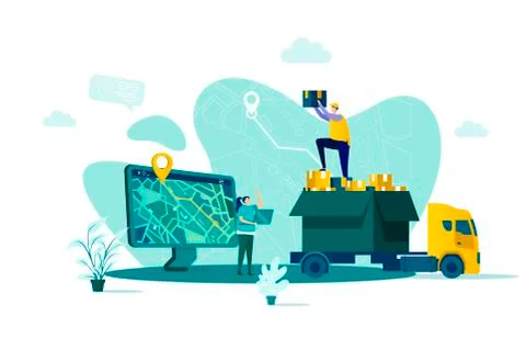 Online delivery concept in flat style. Stock Illustration