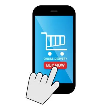 Online delivery concept. Hand touch screen. Vector illustration. Stock Illustration