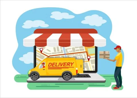Online delivery concept, Stock Illustration