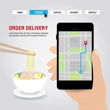 Online Delivery Service Concept Cartoon Vector. Illustrazione stock